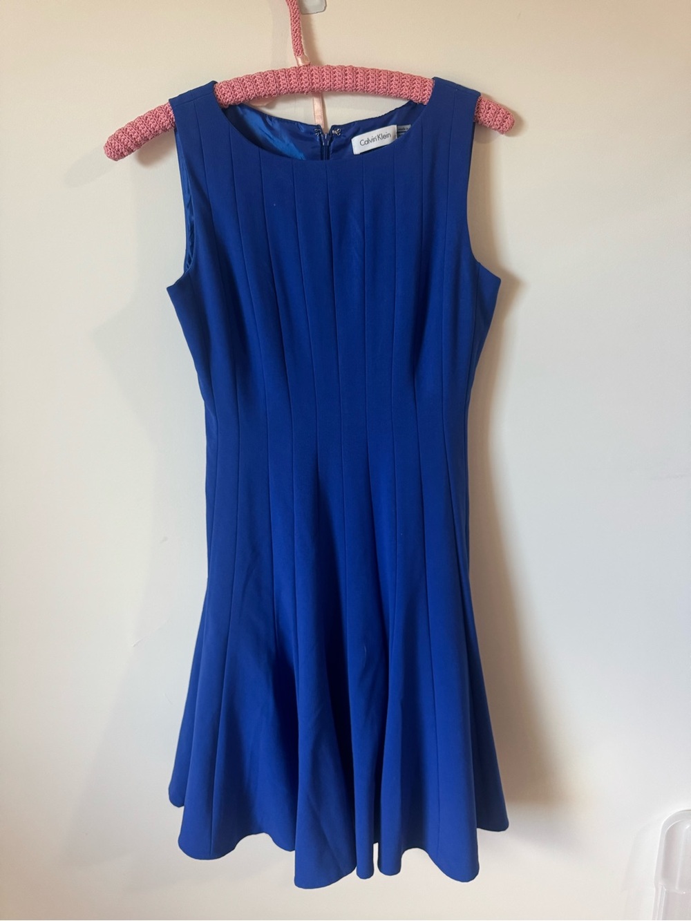 Calvin Klein Cobalt Blue Sleeveless Fit & Flare Dress